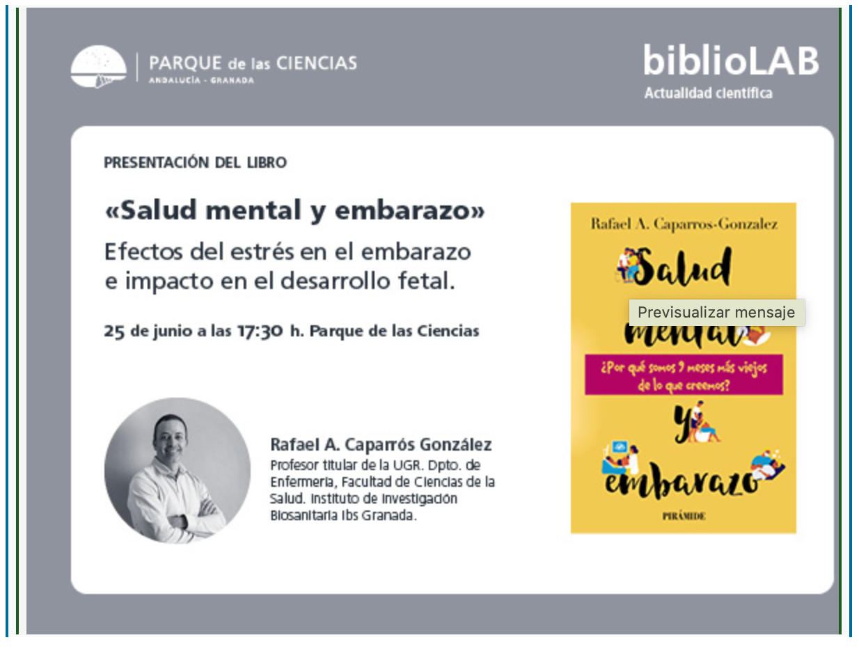 Cartel presentación del libro salud mental y embarazo